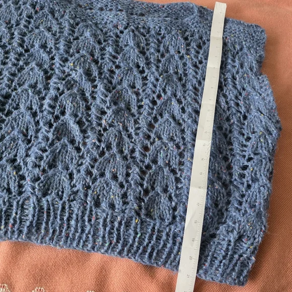 Blue Speckled Women's Crew Neck Sweater Handmade Soft Wool - Picture 16 of 16